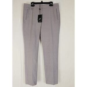 New Adrianna Papell Kate ivory black mosaic geometric print trouser pant size 6